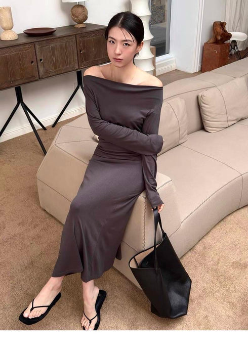 Ladies Off-Shoulder Long Sleeves Fitted Dress